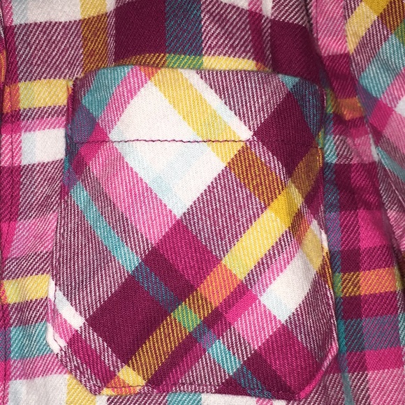 Lands' End Girls Soft Flannel Plaid Button Down Shirt Size Small 7-8 - Picture 3 of 9
